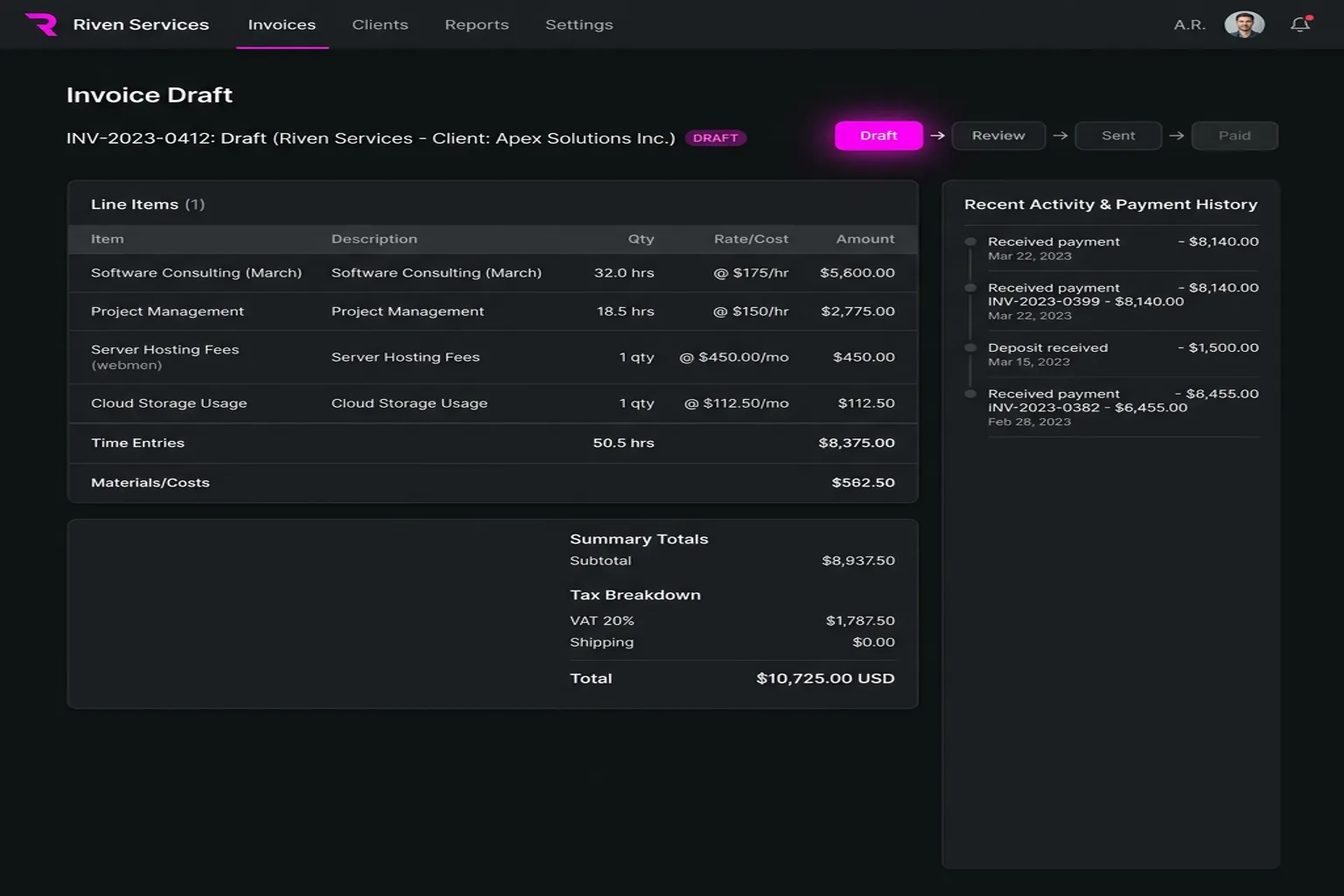 invoice draft - August